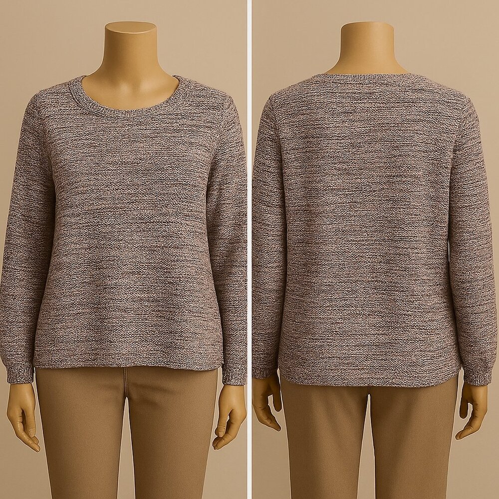 LOFT Boucle Knit Sweater Shirt Heather Brown Black XXS Petite NWT